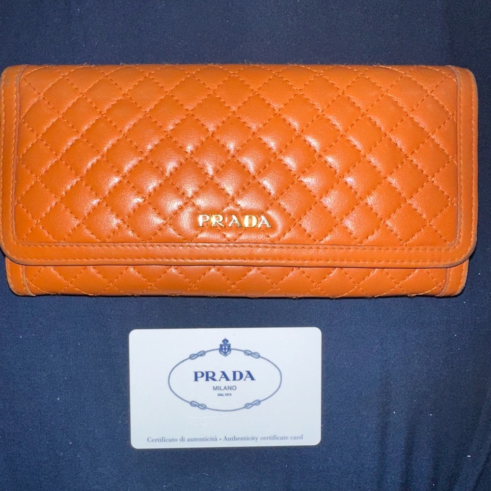 Prada Orange Full Size Wallet